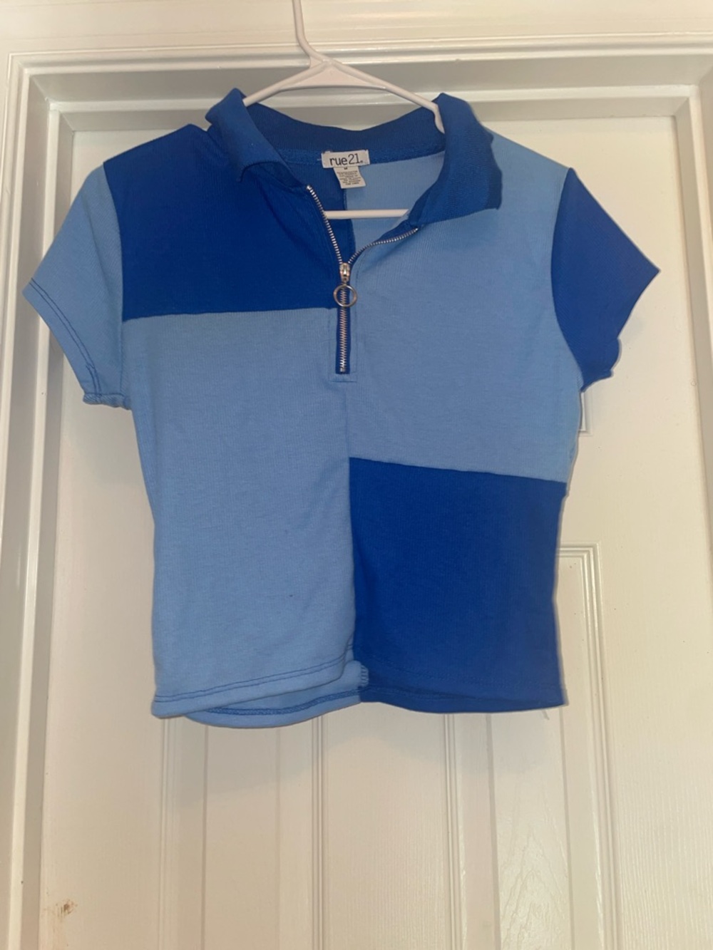 Rue21 Two-Tone Blue Zip Polo Top